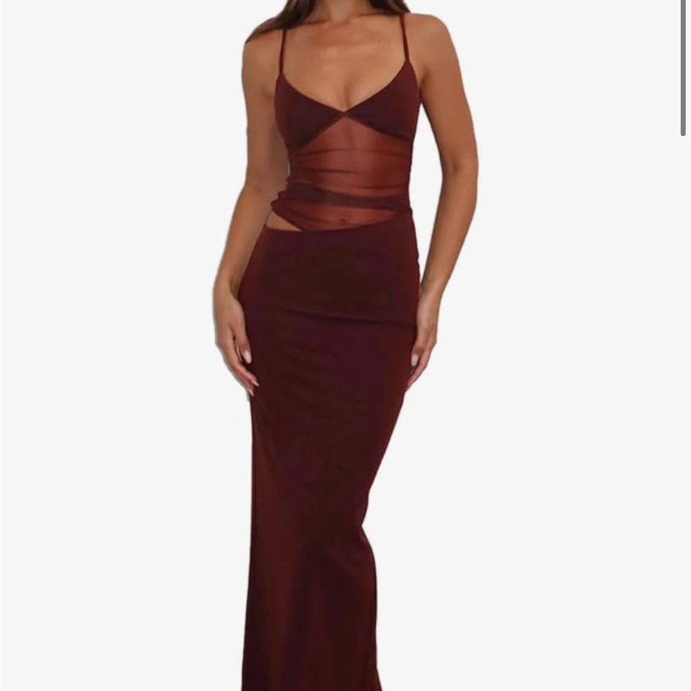Amazon Burgundy Backless Dress